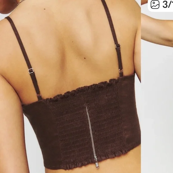 Reformation Sanda Top Chocolate Brown Size 4 - Picture 3 of 8